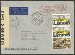 SWITZERLAND: MIXED POSTAGE + CENSORED: Airmail Cover Sent From Basel To Argentina On 28/DE/1941 With Mixed Psotage (tota - Sonstige & Ohne Zuordnung