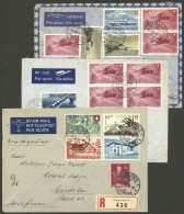 SWITZERLAND: 3 Airmail Covers Sent To Argentina In 1946/7, All With Splendid Postages And Arrival Backstamps, VF! IMPORT - Autres & Non Classés