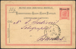 TURKEY: 5K. Postal Card Of The Austrian Post Office, Sent From Smyrna To Damas (Syria) On 15/OC/1894, VF Quality - Other & Unclassified