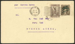 URUGUAY: 22/JA/1923 Montevideo - Buenos Aires, Kingsley Flight, Arrival Backstamp, VF - Uruguay