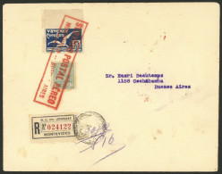 URUGUAY: 3/MAR/1926 Montevideo - Buenos Aires, Second Flight Of "Misión Junkers", Registered Cover With Special Red Mark - Uruguay