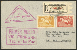 URUGUAY: 31/JUN/1935 Montevideo - La Paz (Bolivia), Airmail Cover Carried On PANAGRA First Flight, With Special Marks Of - Uruguay