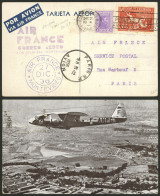 URUGUAY: Special Postcard Of Air France Sent From Montevideo To Paris On 26/DE/1936 Franked With 23c. (reduced Rate For  - Uruguay