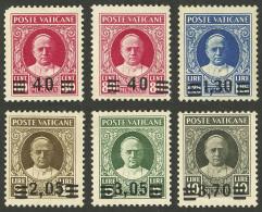 VATICAN: Sc.35/40 Without 38, 1934 Overprinted, 5 Values Of The Set Without The 2.55L (Sc.38), Mint With Small Hinge Tra - Other & Unclassified