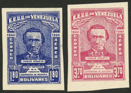 VENEZUELA: Yvert 200/201, 1944 Rochdale Cooperative, The 2 High Values Of The Set IMPERFORATE, Very Fine Quality! - Venezuela