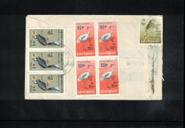 Burma 1988 Birds Interesting Airmail Registered Letter - Myanmar (Birmanie 1948-...)