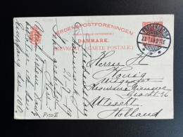 DENMARK DANMARK 1919 POSTCARD FREDENSBORG TO UTRECHT 23-07-1919 DENEMARKEN - Interi Postali
