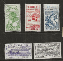 Greenland Thule 1935 25th Anniversary Of The Founding Of The Thule Settlement. Mi 1-5 Unused MH(*) - Thule