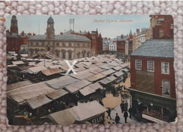 LEICESTER MARKET SQUARE OLD COLOUR POSTCARD LEICESTERSHIRE - Leicester