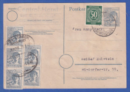 Währungsreform Postkarte Vom 23.6.48 Mit 10-fach Frankatur Aus MALENTE, Bahnpost - Sonstige & Ohne Zuordnung