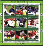 #9077 GUINEA-BISSAU 2001 FOOTBALL SOCCER WORLD CUP 2002 ENGLAND PLAYERS M/S MNH  - 2002 – Corea Del Sur / Japón