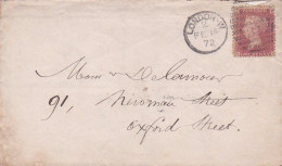 Grande-Bretagne--1872--lettre De LONDON-W  Pour  Oxford Street.....timbre Seul Sur Lettre....cachet Du 2 FEV 72 - Covers & Documents