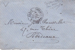 1967--cachet Manuel PARIS  Bd Cardinal Lemoine 21 Oct 1867--+ Cachet Paris à Bordeaux - Manual Postmarks