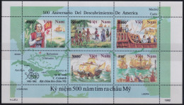 F-EX46804 VIETNAM MNH 1992 DISCOVERY COLUMBUS COLON SHIP MAPS.  - Christoffel Columbus