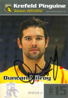 Autogramm Eishockey AK Duncan Milroy Krefeld Pinguine 11-12 ERC Ingolstadt Mladá Boleslav Vålerenga Oslo Montréal NHL - Wintersport