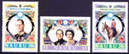 Nauru 1982 Mint No Gum 3v, Queen Elizabeth II, Prince Phillip, Royal Visit - Familles Royales