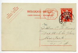 Belgium 1947 1fr. Lion & Victory Postal Card W/ -10% Overprint & 1fr. Meter; Uccle / Ukkel To New York, NY - Tarjetas 1934-1951