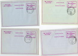 Belgium 1958-1961 4 Different Postmarked Aerogrammes - 4fr. Jet Airplane - Aérogrammes