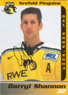 Autogramm Eishockey AK Darryl Shannon Krefeld Pinguine 02-03 Eisbären Berlin Calgary Flames Canadiens De Montréal NHL - Sports D'hiver