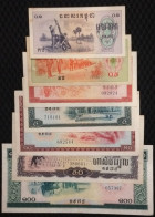 Full Set 7 Different Cambodia Cambodge Pol Pot Khmer Rouge Riel Banknote Notes 1975 / China Print - Pick # 18-24 - Cambogia