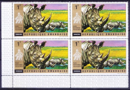 Rwanda 1972 MNH Blk, White Rhinoceros, Wild Animals, National Park Of Akagera - Rhinocéros