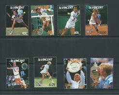 St Vincent 1987 Wimbledon Tennis Champions Set 8 MNH Becker Navratilova Lendl Graf - St.Vincent (1979-...)