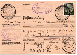 61781 - Deutsches Reich - 1937 - 30Pfg Hindenburg EF A Postanw ECKARDTSHEIM -> BIELEFELD - Lettres & Documents