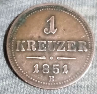 Autriche, 1 Kreuzer 1851 B , Franz Joseph I, KM# 2185, Perfect, Gomaa - Autriche