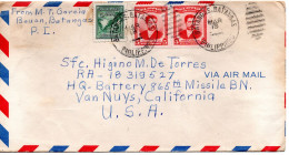 61787 - Philippinen - 1957 - 50c Palmen MiF A LpBf BATANGAS -> Van Nuys, CA (USA) - Filippijnen