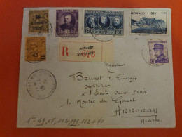 Monaco - Enveloppe En Recommandé Pour Annonay En 1945 - J 251 - Lettres & Documents