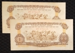 02 Vietnam Viet Nam 1 Dong AU Consecutive Banknote Notes 1963 - Pick # R4 / 02 Photos - Viêt-Nam