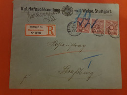 Allemagne - Enveloppe En Recommandé De Stuttgart Pour Strasbourg En 1894- J 256 - Storia Postale