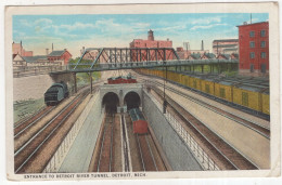 Entrance To Detroit River Tunnel, Detroit, Mich. - (MI, USA) - 1924 - 2x TRAIN M.C.R.R. - Detroit