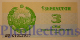 UZBEKISTAN 3 SUM 1992 PICK 62a UNC - Ouzbékistan