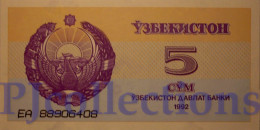 UZBEKISTAN 5 SUM 1992 PICK 63a UNC - Usbekistan