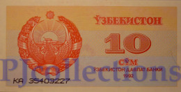 UZBEKISTAN 10 SUM 1992 PICK 64a UNC - Uzbekistan