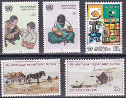 Nations Unies N.Y. 1985 YT 438-439 Et 456-457-458 Neufs - Unused Stamps