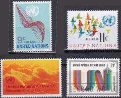 Nations Unies N.Y. 1972 Poste Aérienne YT 15-16-17 Neufs + 18 Oblitéré - Aéreo