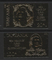 ● Tanzania 1985 ● 85° Queen Mother ● Lamina D'ORO 22 K ● GOLD 22 K ● IMPERFORATED ● Lotto N. 2451 ● - Tanzanie (1964-...)