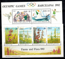 Irlande 1992-93 Mi. Bl.9,10 I Bloc Feuillet 100% Neuf ** Orchidée Rouge, Jeux Olympiques - Blocks & Sheetlets