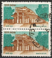 India 1994 - Mi 1423 - YT 1224 ( Sanchi Stupa ) Pair - Usati
