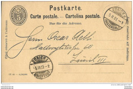 24 - 53 - Entier Postal  5cts Envoyé De Zürich 1903 - Entiers Postaux