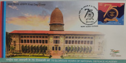 India 2023 75 GLORIOUS YEARS OF NATIONAL DEFENCE ACADEMY First Day Cover FDC As Per Scan - Briefe U. Dokumente