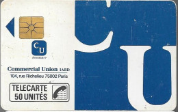 CARTE-PUCE-PRIVEE-D-50U-D161-GemA-COMMERCIAL UNION6IARD1-R°Mat-1500Ex-V°N°288--Utilisé-Usagé - Privées