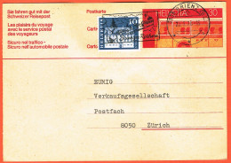 SUISSE . CARTE POSTALE +TIMBRE Nr:413. OBLITERE . BRIENZ .22.3.1975. Pour .ZÜRICH . - Entiers Postaux