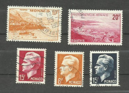 Monaco N°311A, 312, 348, 366, 367 Cote 4€ - Usados