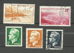 Monaco N°311A, 312, 365 à 367 Cote 4.30€ - Used Stamps
