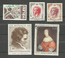 Monaco N°675, 772, 774, 842, 846 Cote 4.40€ - Usati