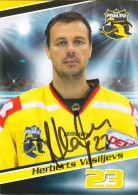 Autogramm Eishockey AK Herberts Vasiļjevs Krefeld Pinguine 15-16 Nürnberg Ice Tigers Florida Panthers Latvia Lettland - Invierno