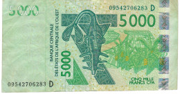 W.A.S. LETTER D = MALI P417Dh 5000 FRANCS (20)09 2009 Signature 35   AVF  NO P.h. - West African States